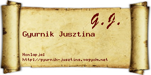 Gyurnik Jusztina névjegykártya